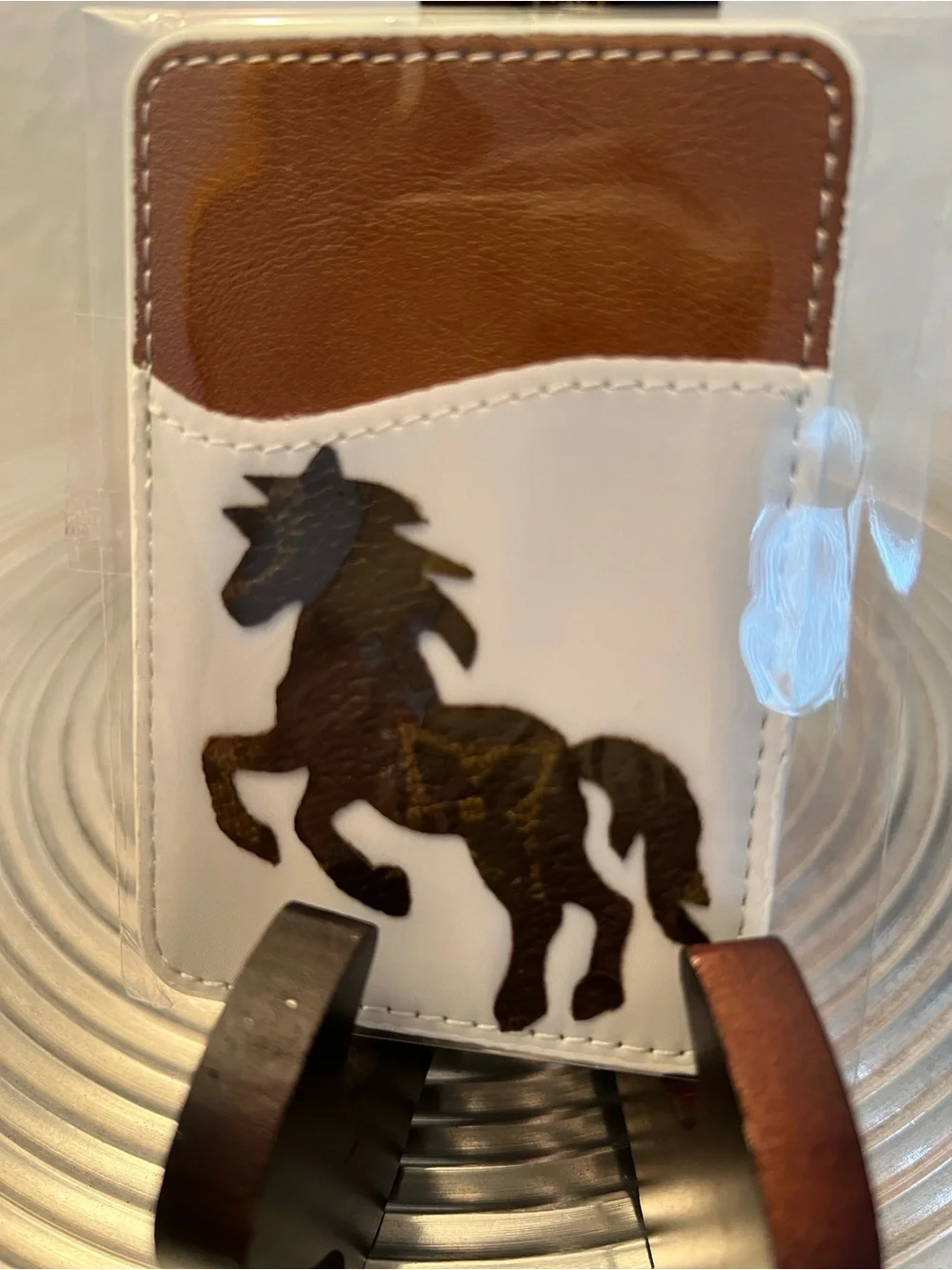 Brown & White Horse Phone Card Holder